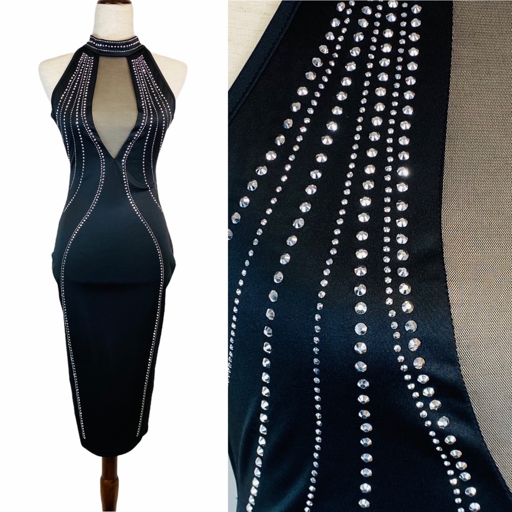 NWOT Backless Mesh Front Bodycon Dress